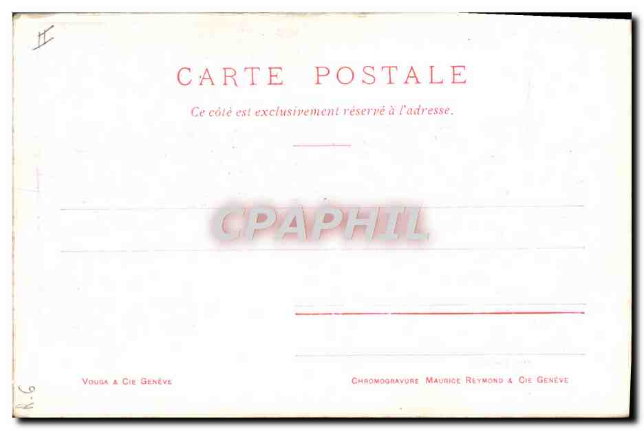 CPA Illustrateur Place Neuve Geneve  — Rückseite