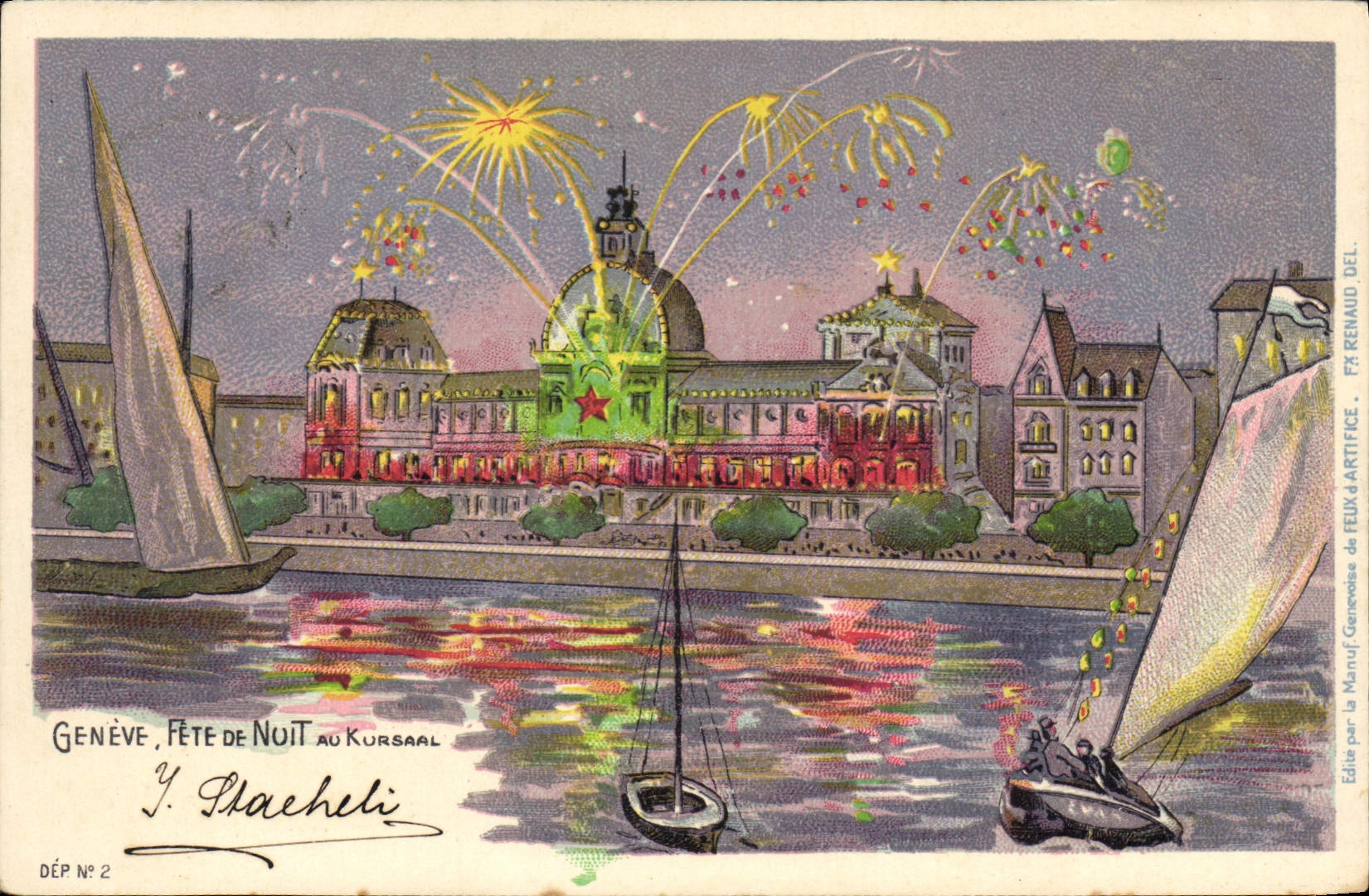 CPA Illustrateur Geneve Fete de Nuit au kursaal 