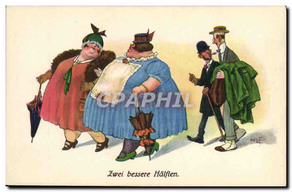 CPA Illustrateur Zwei bessere Halften Femmes fortes