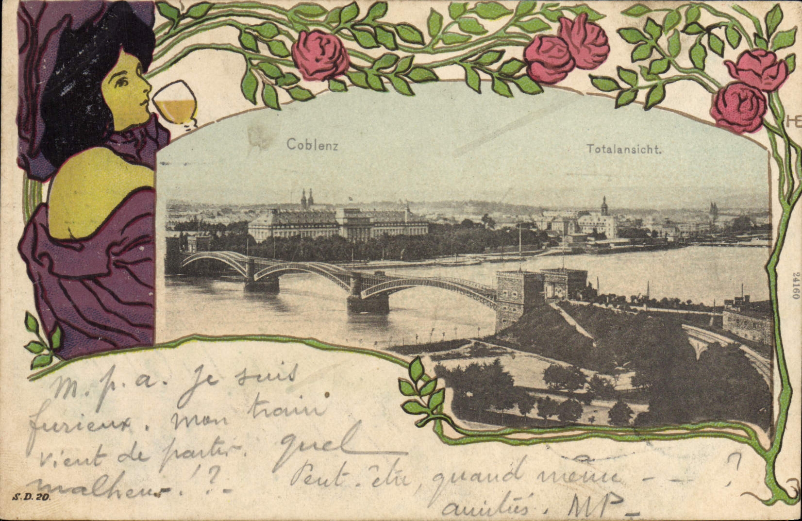CPA Illustrateur Coblenz Totalansicht 