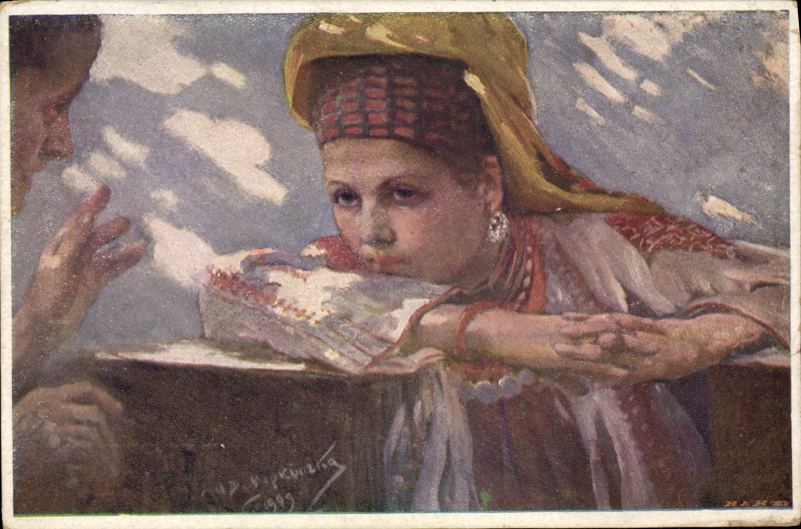 CPA Illustrateur Mrkvicka Le secret Folklore