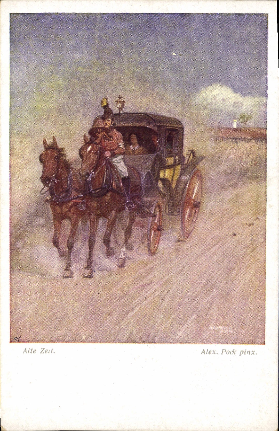 CPA Illustrateur Alte Zett Caleche Diligence 