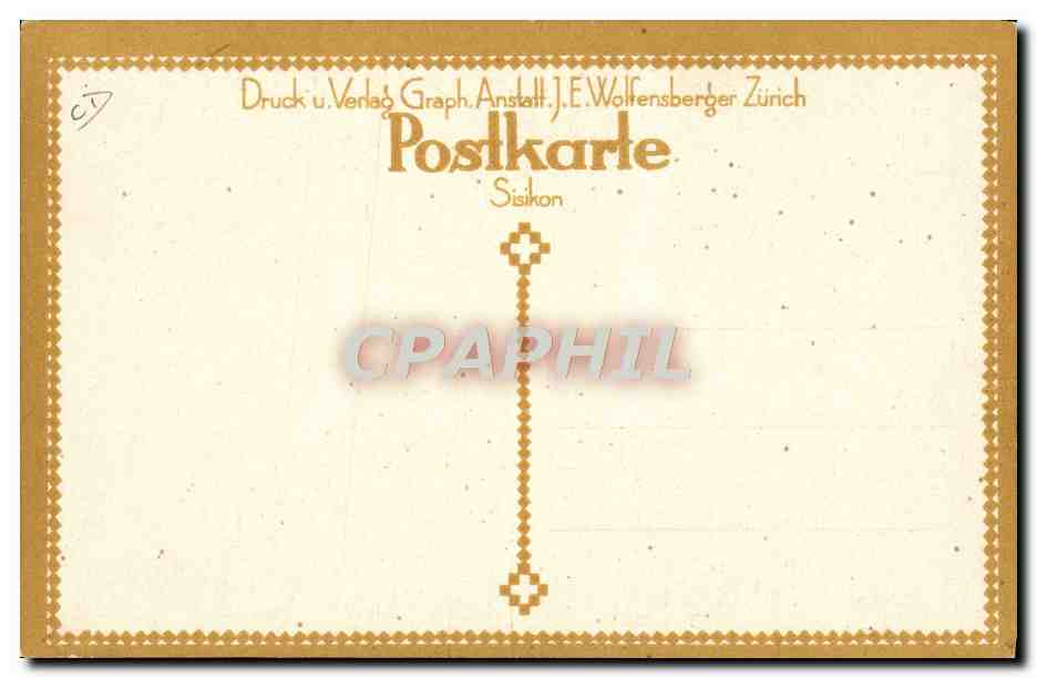 CPA Illustrateur Druck u Verlag Graph Anstatt Wolfensberger Zurich  — Rückseite