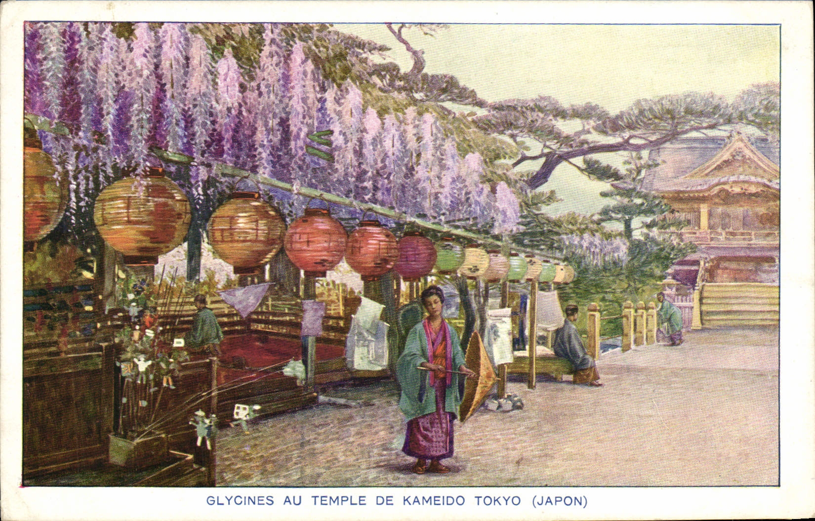 CPA Japon Nippon Glycines au temple de Kamedio Tokyo 