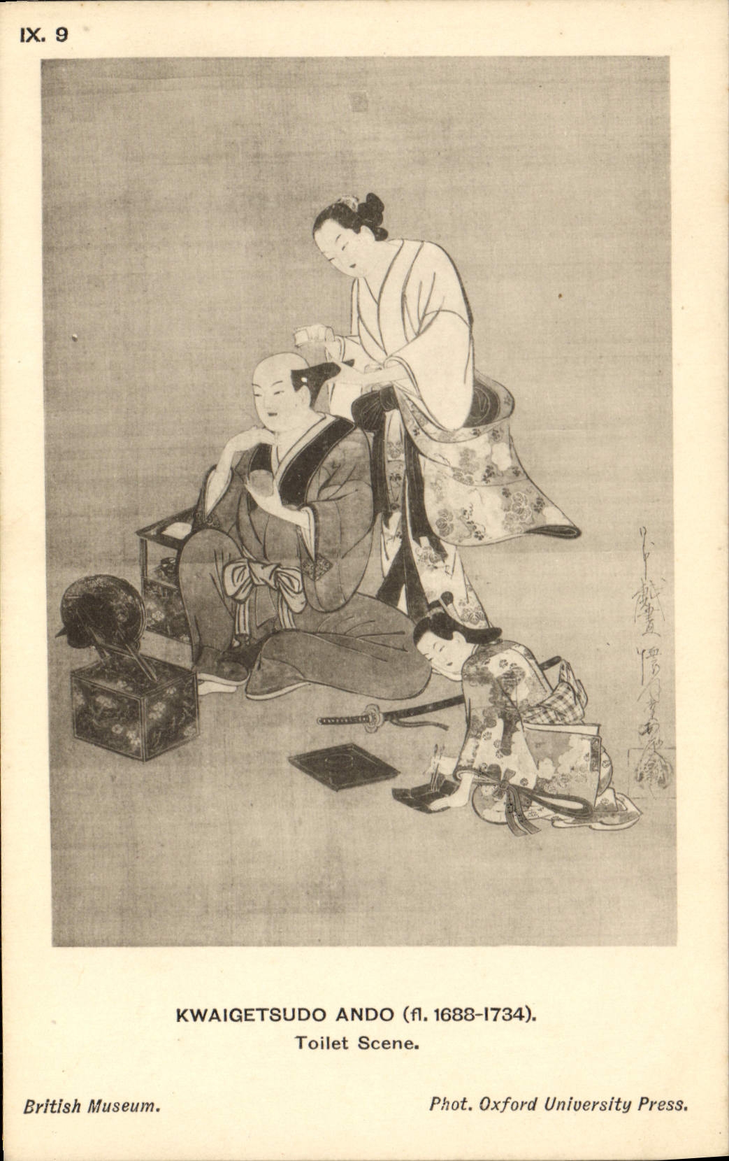 CPA Japon Nippon Kwaigetsudo Ando Toilet scene British Museum Coiffeur 