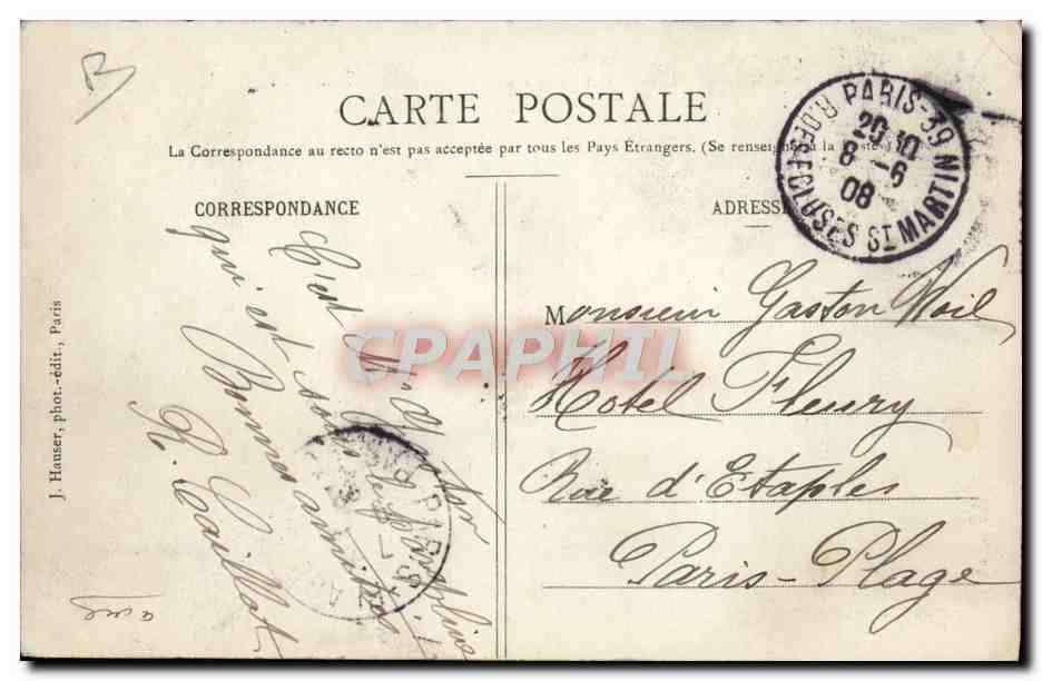 CPA Avion Aviation Zeppelin Dirigeable Ville de Paris appartenant a M Henri Deutsch Surcouff  — Rückseite
