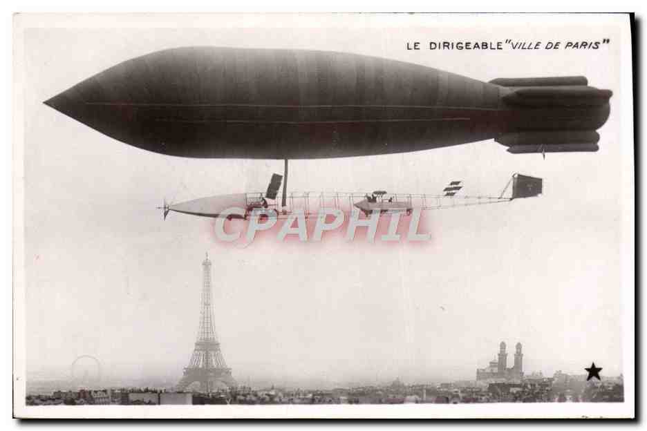 CPA Avion Aviation Zeppelin Dirigeable Ville de Paris 