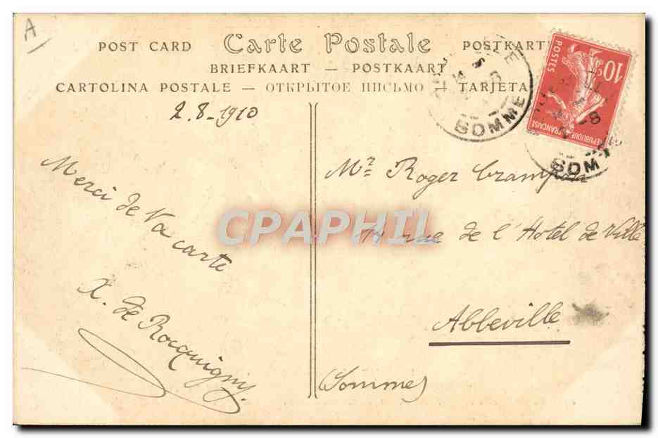 CPA Avion Aviation Zeppelin Dirigeable Malecot au dessus des Champs Elysees Paris  — Rückseite