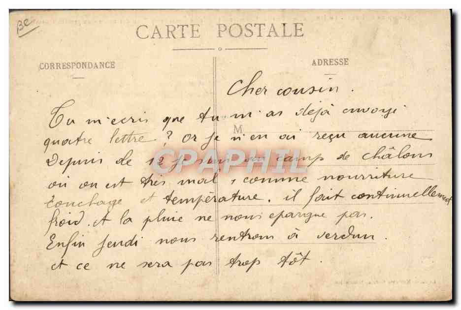 CPA Avion Aviation Zeppelin Dirigeable Camp de Chalons Lieutenant Selle de Beauchamp au dessus du campement  — Rückseite