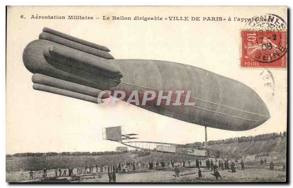 CPA Avion Aviation Zeppelin Dirigeable Le ballon Ville de Paris a l'appareillage 