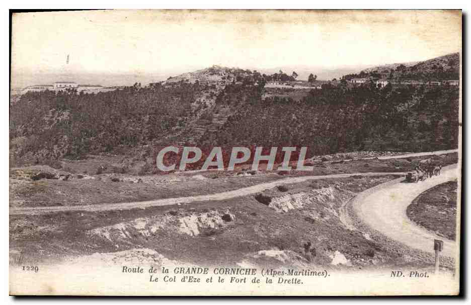 Route de la Grande Corniche (Alpes-Maritimes) — Le Col d'Eze et le Fort de la Drette — ND. Phot.