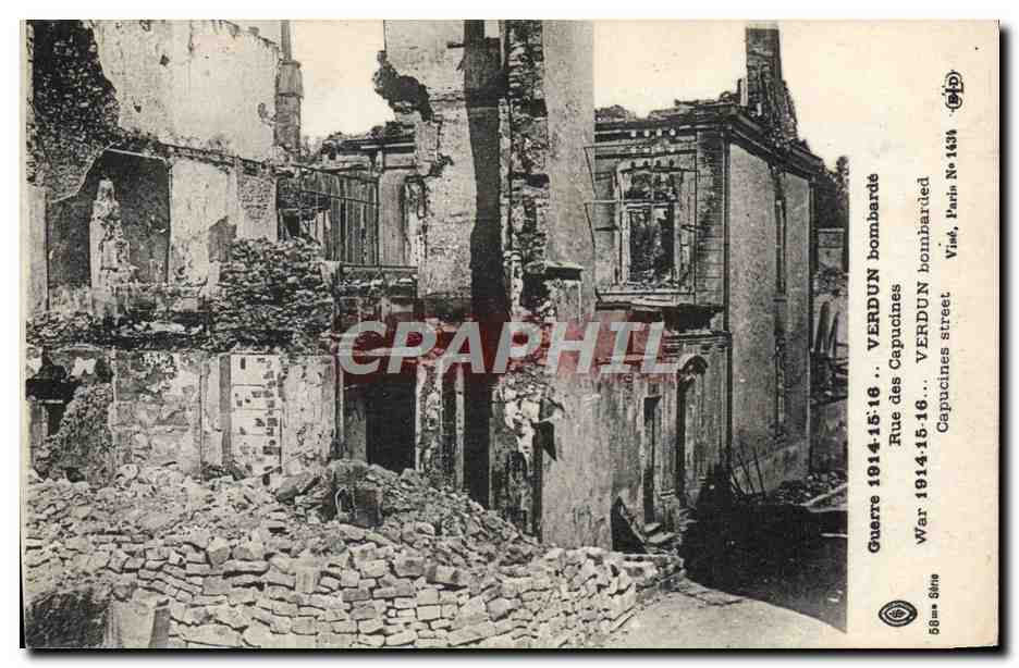 Verdun — Rue des Capucines bombardée — Vink, Paris No 1434