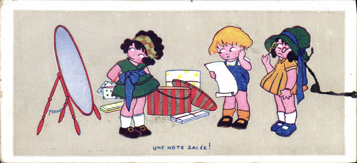 Trois enfants devant un miroir — Une note salée ! — Hébert