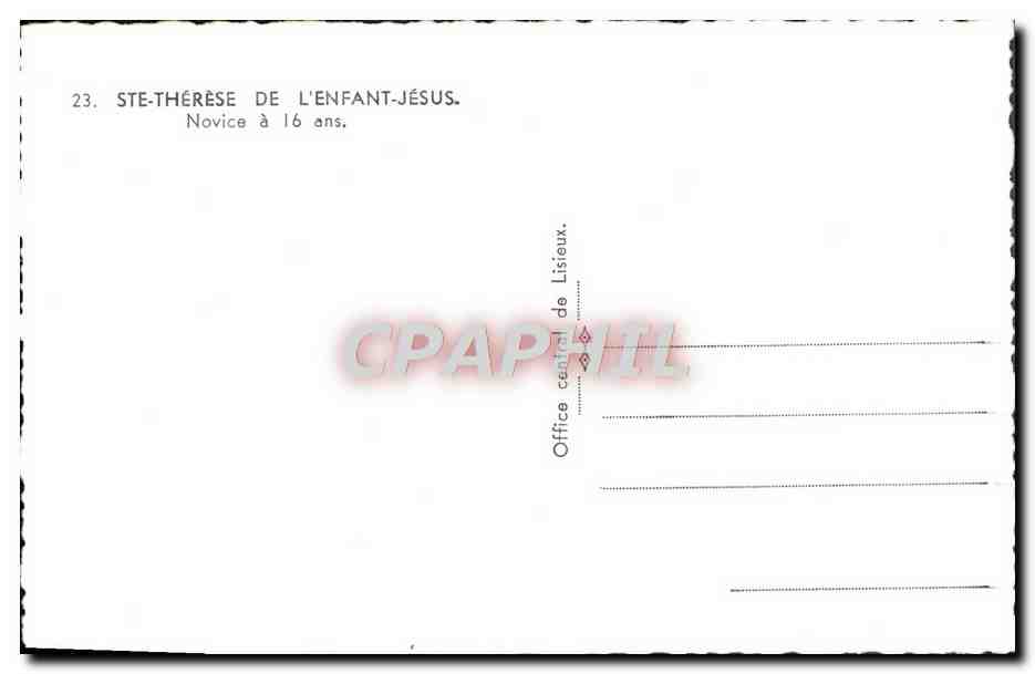 CPM Ste Therese De L'Enfant Jesus Novice a 16 ans — Rückseite