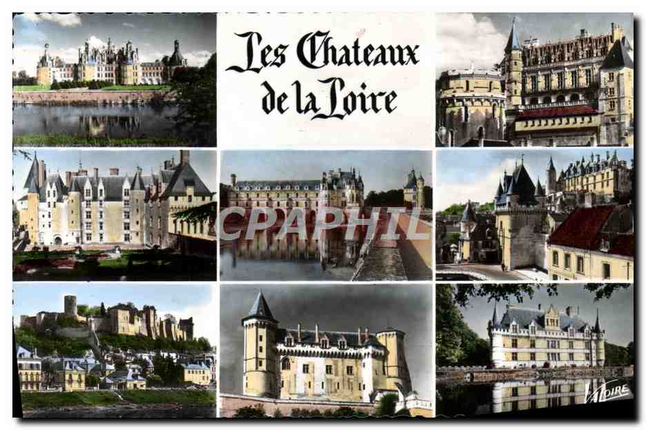 CPM Les Chateaux De La Loire chambord Amboise Langeais Chinon Saumur Azay le Rideau
