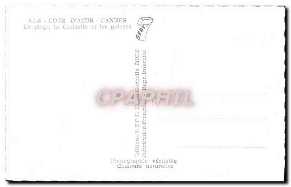 CPM Cote D'Azur Cannes La Plage La Croisette et les palaces — Verso