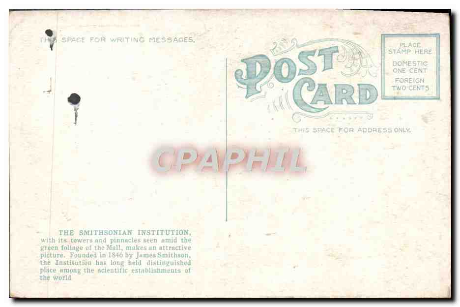 CPA The Smithsonian Institute Washington DC — Rückseite