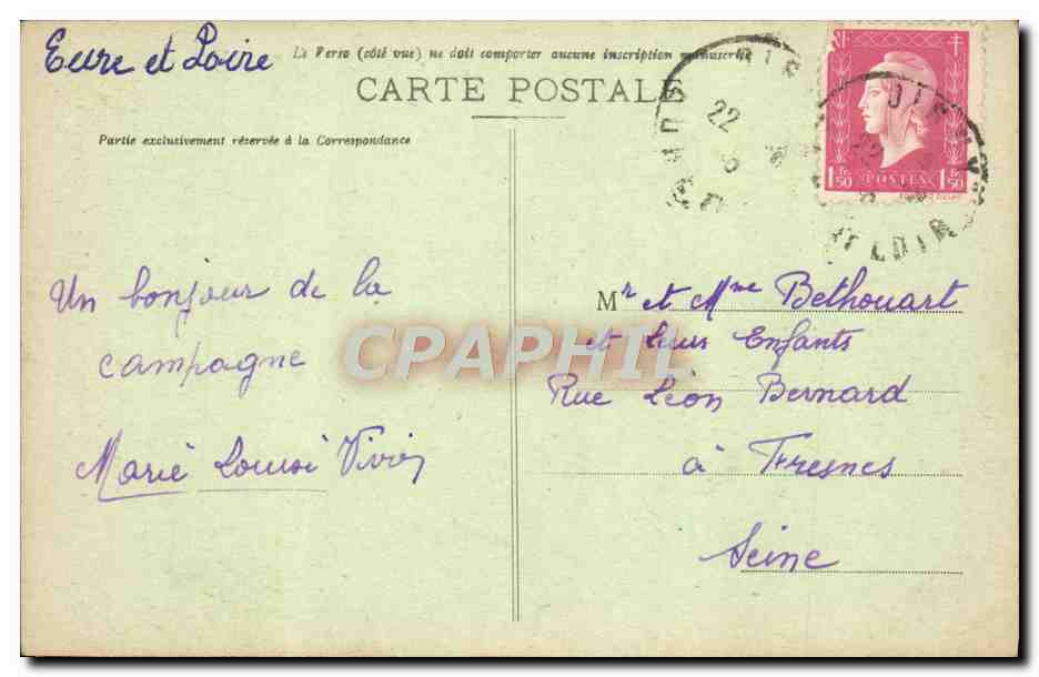 CPA Chateauneuf En Thimerais L'Hotel De Ville — Rückseite