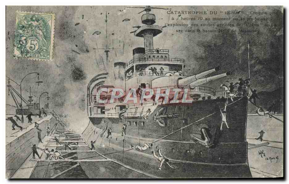 Catastrophe du "Iéna" — explosion des soudeurs arrières au bassin n°2 de Marsey — éditeur H. Gouge