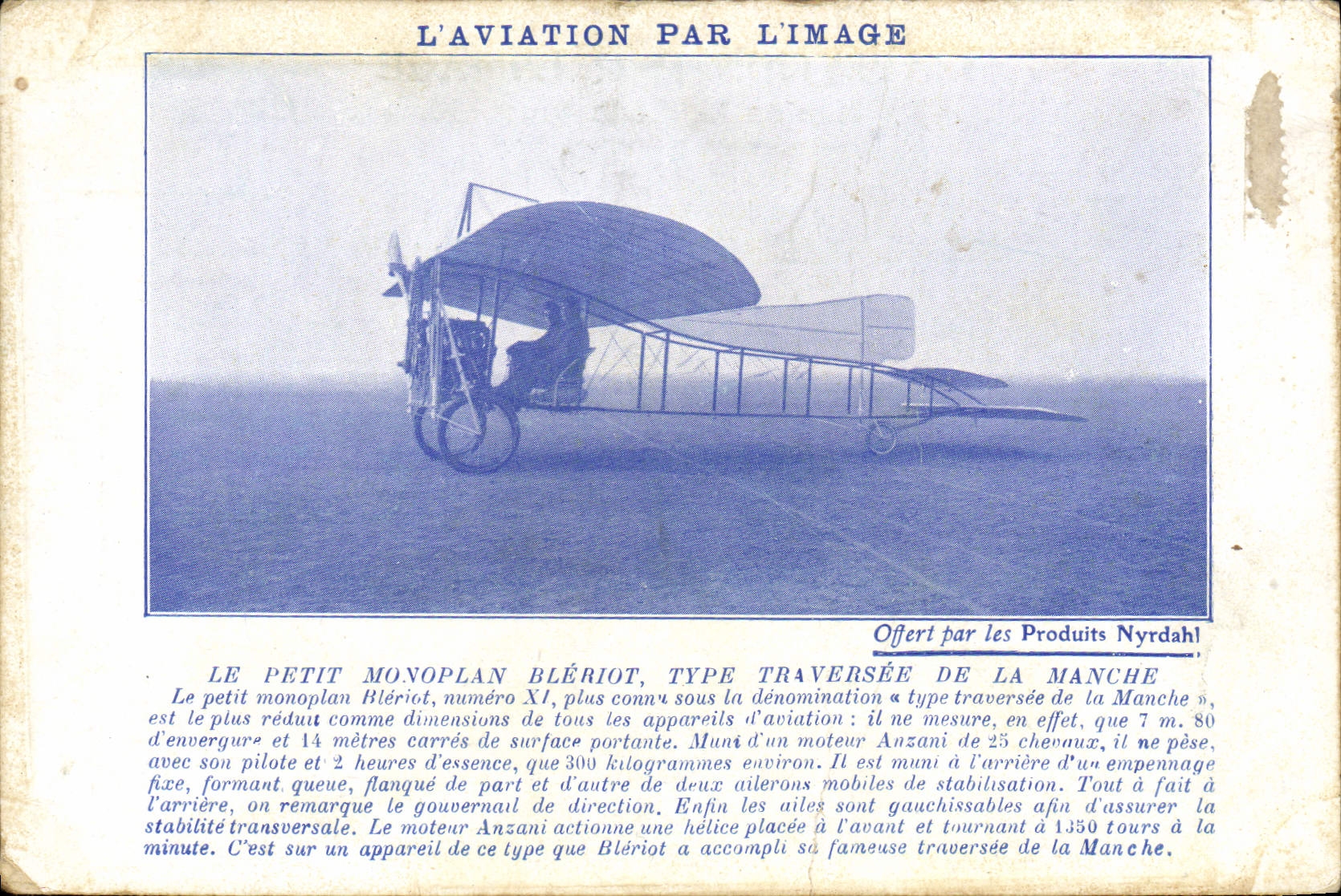 CPA Avion Aviation Petit monoplan Bleriot Type Traversee de la Manche 