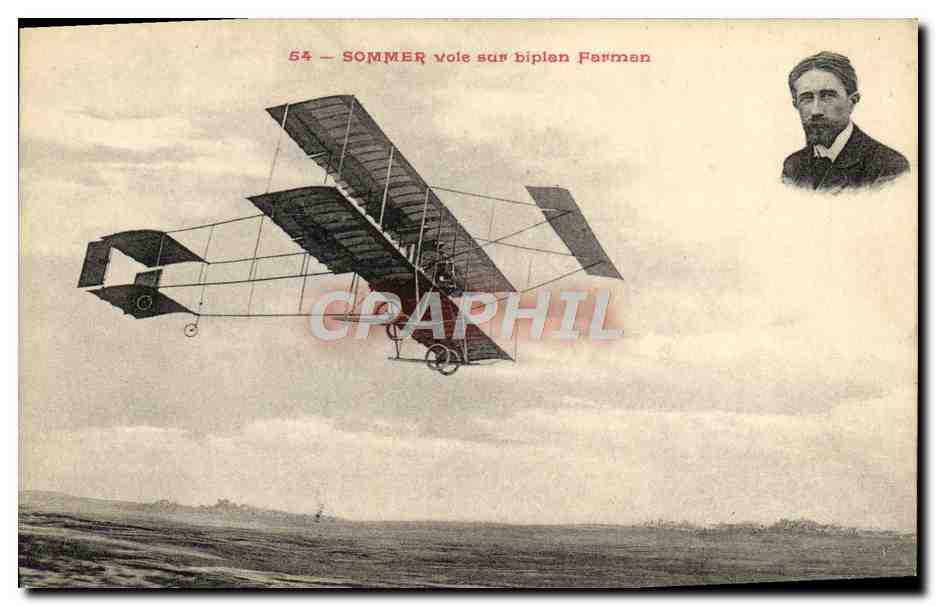 CPA Avion Aviation Somemr vole sur biplan Farman 