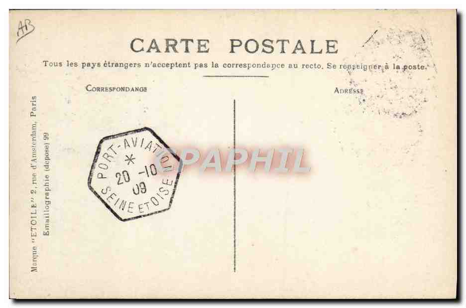CPA Avion Aviation Aeroplane latham au depart  — Verso