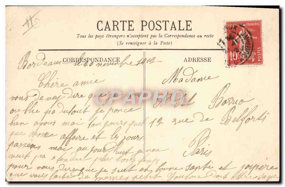 CPA Avion Aviation Bordeaux Aeroplane evoluant sur la rade — Verso