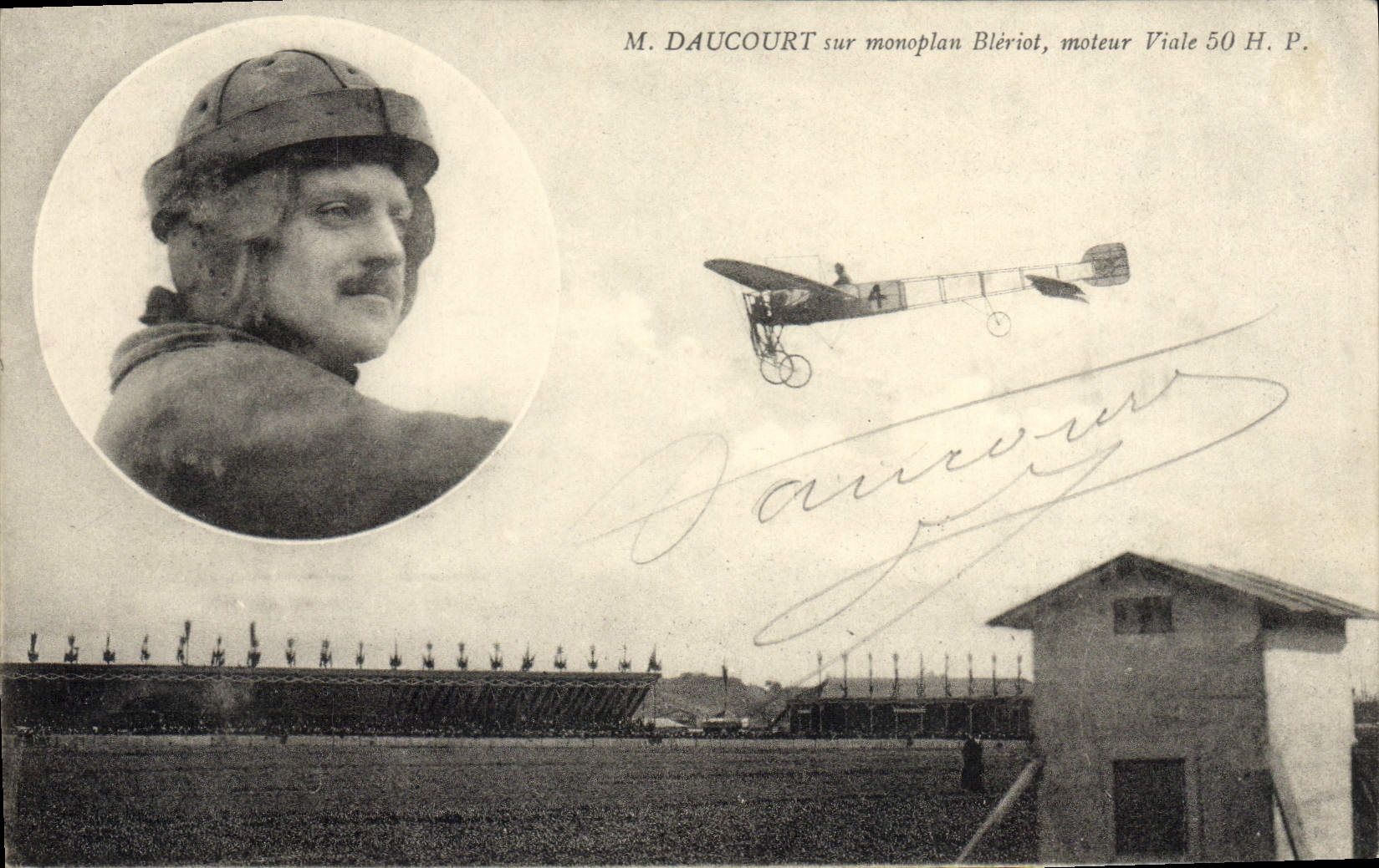 CPA Avion Aviation Daucourt sur monoplan Bleriot Moteur Viale 50 HP