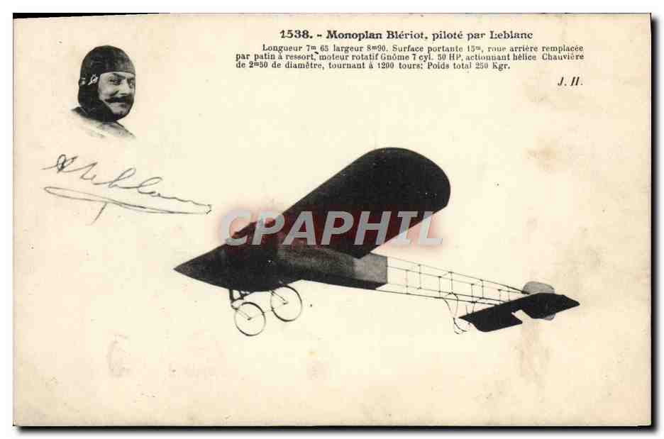CPA Avion Aviation Monoplan Bleriot pilote par Leblanc 