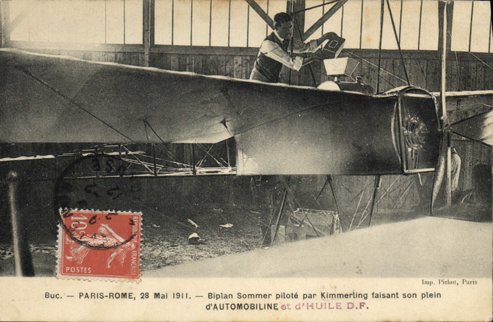 CPA Avion Aviation Buc Paris Rome 28 mai 1911 Biplan Sommer pilote par Kimmerling Automobiline