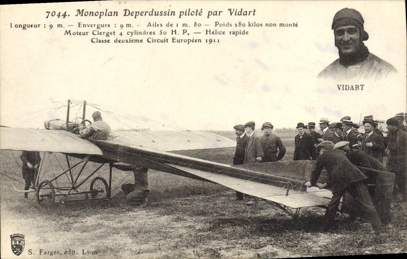 CPA Avion Aviation Monoplan Deperdussin pilote par Vidart 