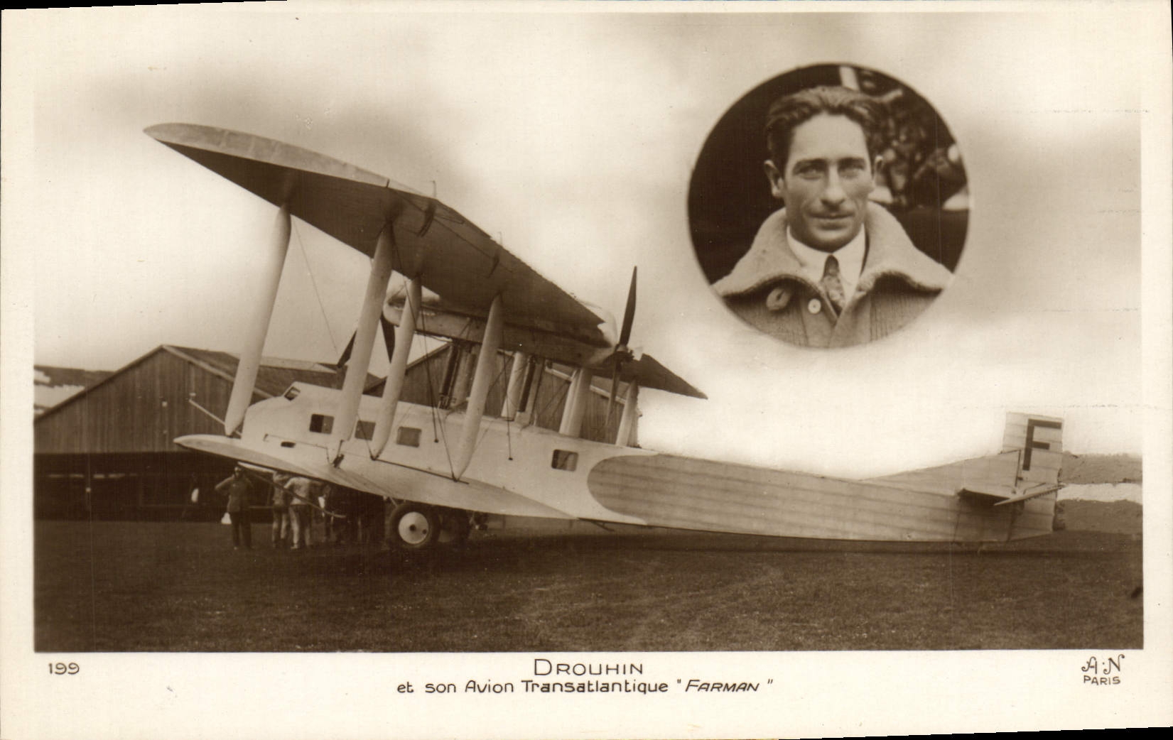CPA Avion Aviation Drouhin et sona vion transatlantique Farman 