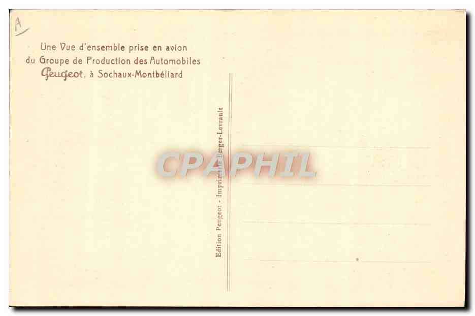 CPA Automobile Groupe de production Peugeot a Sochaux Montbeliard Vue d'ensemble  — Verso