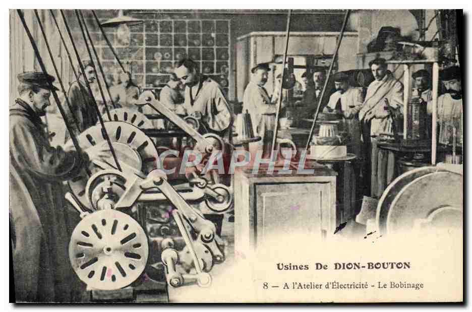 Usines De DION-BOUTON — Atelier d'Électricité - Le Bobinage — J. Barrault, Paris