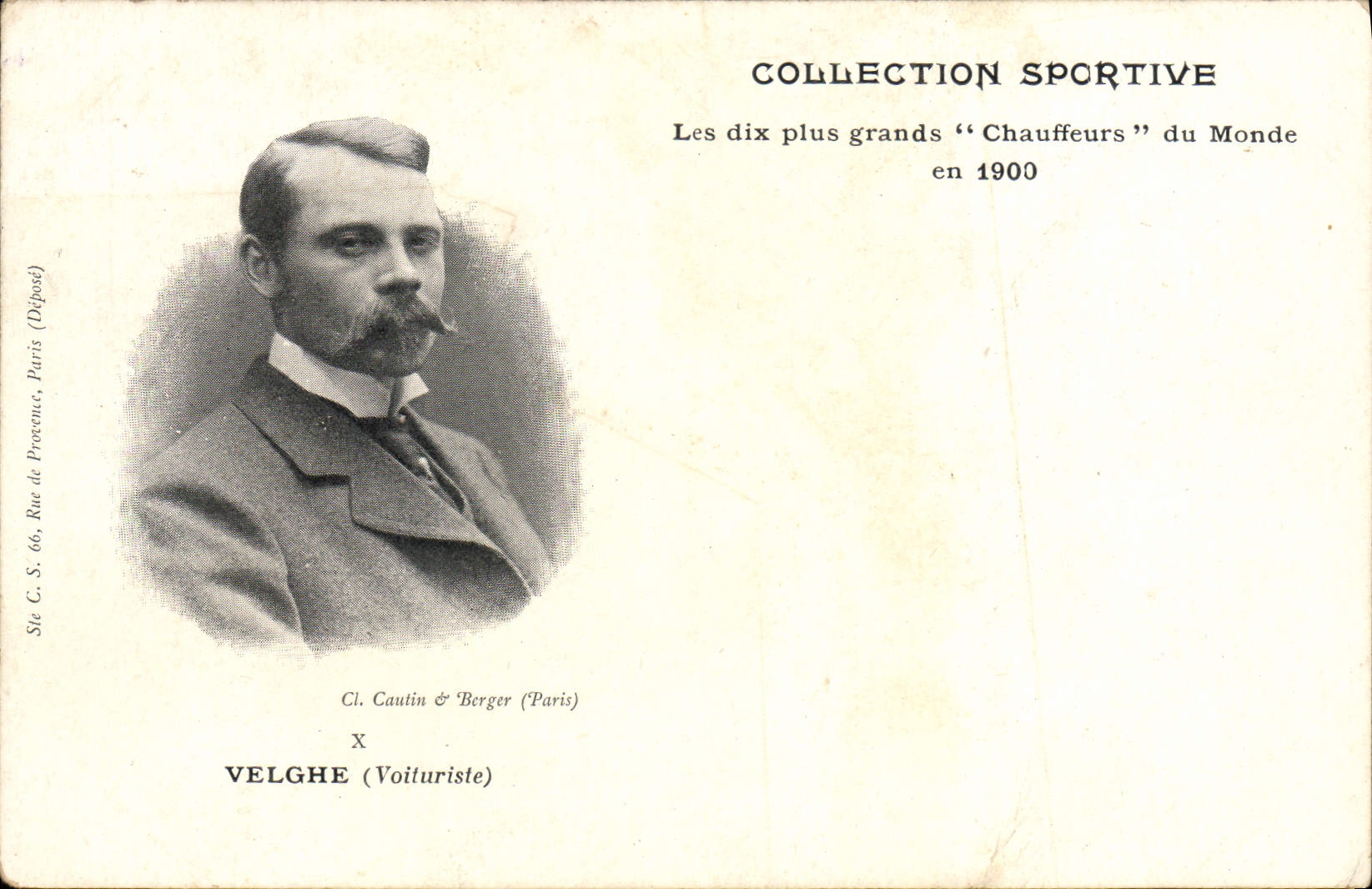 Velghe — Conductor de automóvil — Colección Deportiva, Cl. Cautin & Berger (París), n° X