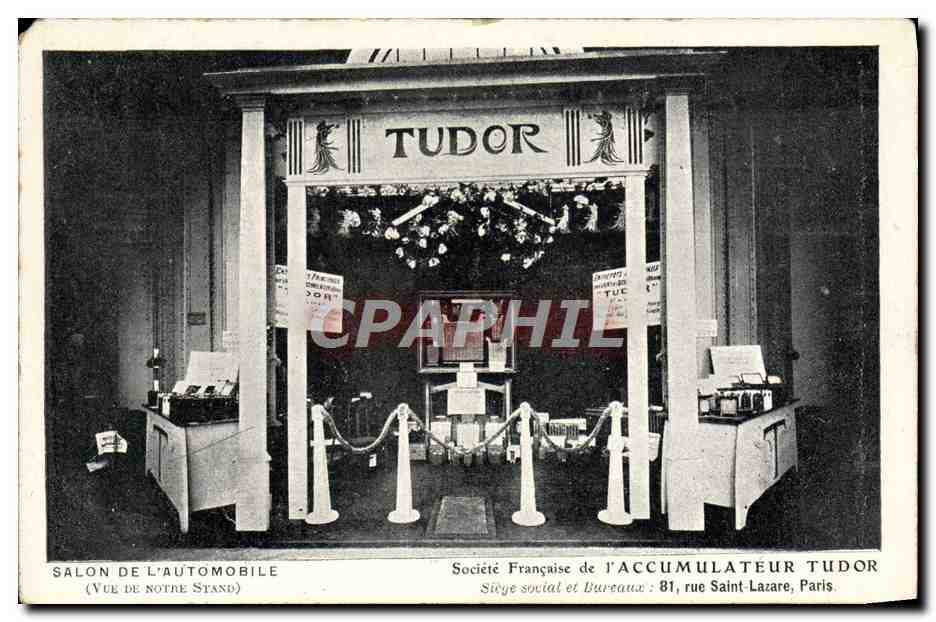 Salon de l'Automobile — Vue du stand Tudor — Société Française de l'Accumulateur Tudor