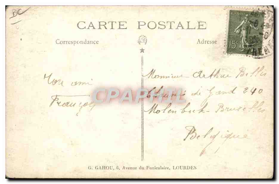 CPA Automobile Depart pour Gavarnie  — Verso