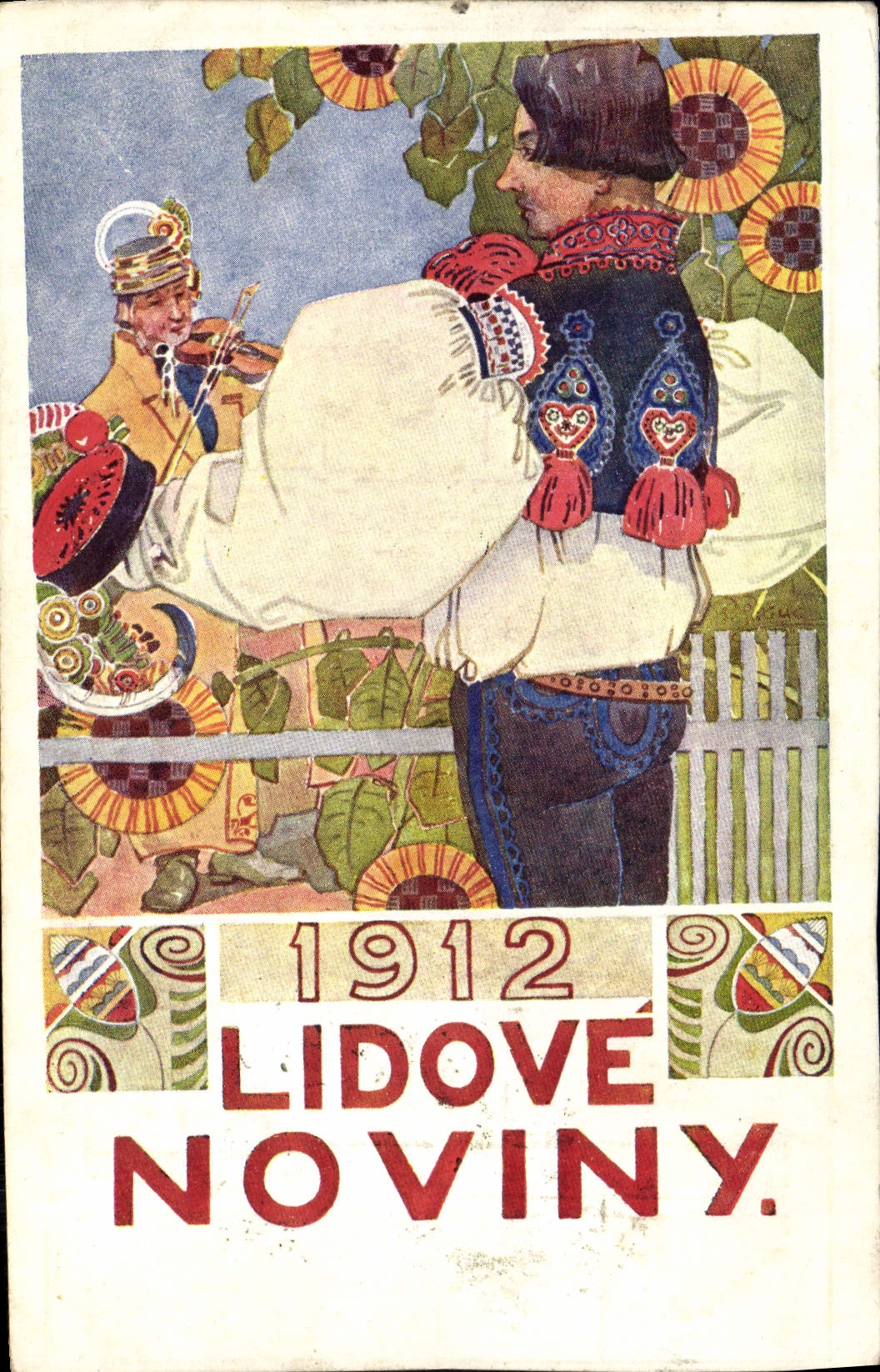 CPA Illustrateur 1912 Lidove Noviny Violon Musique