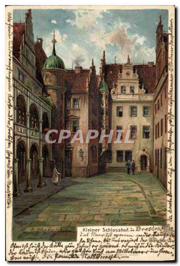 CPA Illustrateur Kleiner Schlosshof Dresden Wunderlich