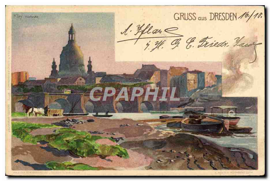 CPA Illustrateur Gruss aus Dresden Kley 