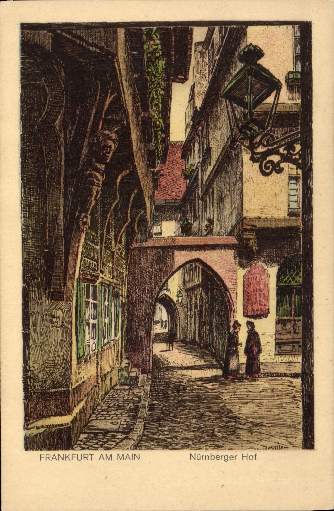 CPA Illustrateur Frankfurt am main Nurnberger Hof