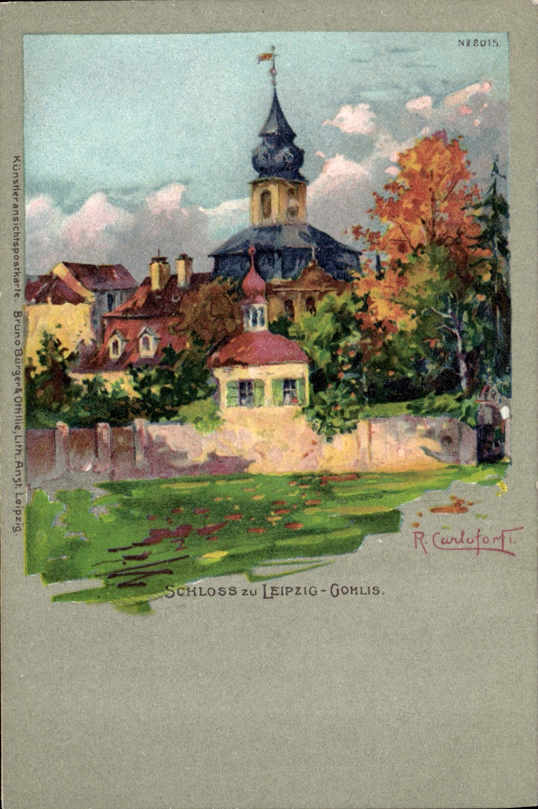 CPA Illustrateur Schloss Leipzig Gohlis Carlofort