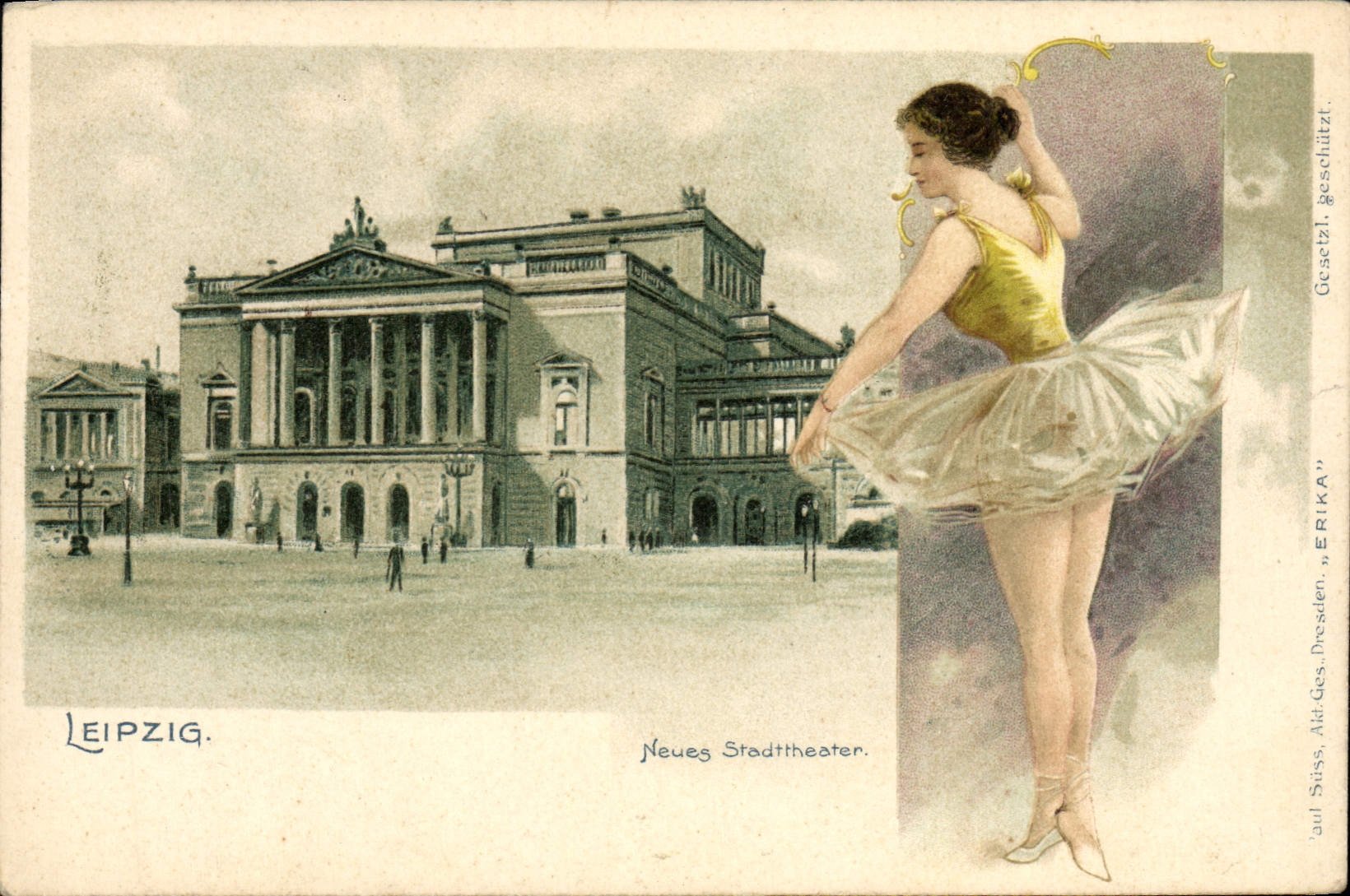 CPA Illustrateur Leipzig Neues Stadttheater Danse 