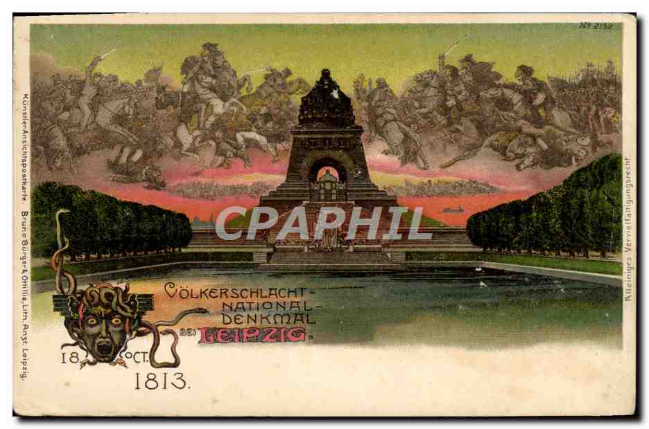 CPA Illustrateur Leipzig National Denkmal 