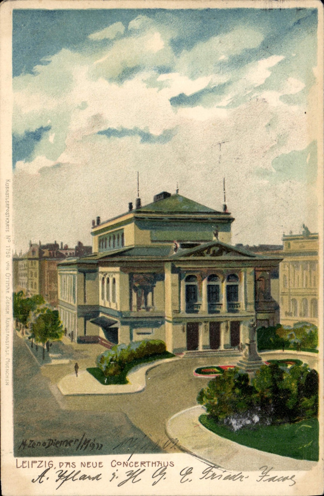 CPA Illustrateur Leipzig das neue Concerthaus 