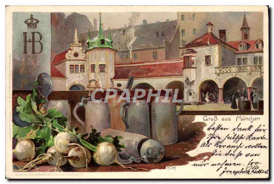 CPA Illustrateur Gruss aus Munchen 