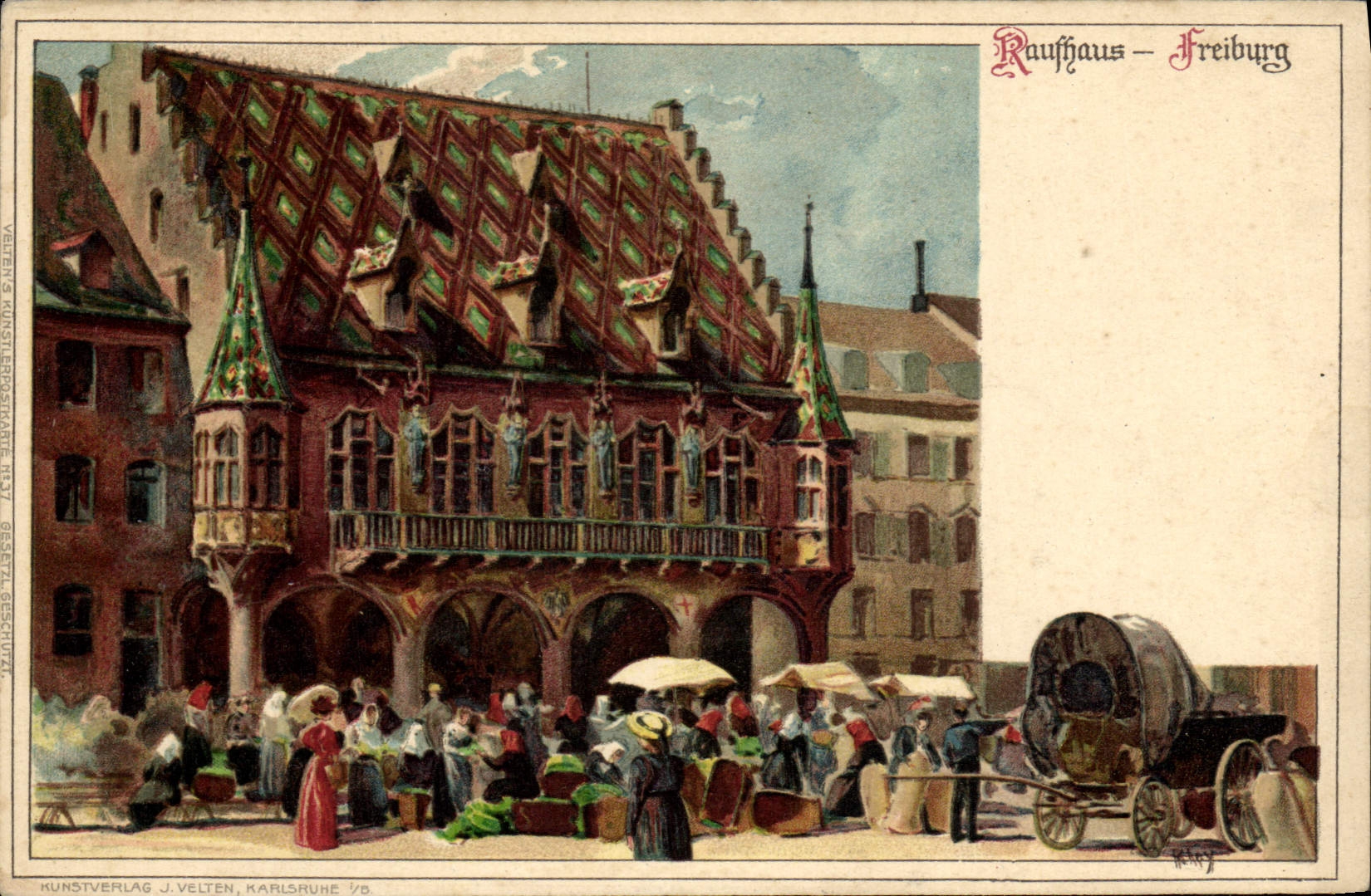 CPA Illustrateur Rathhaus Freiburg 