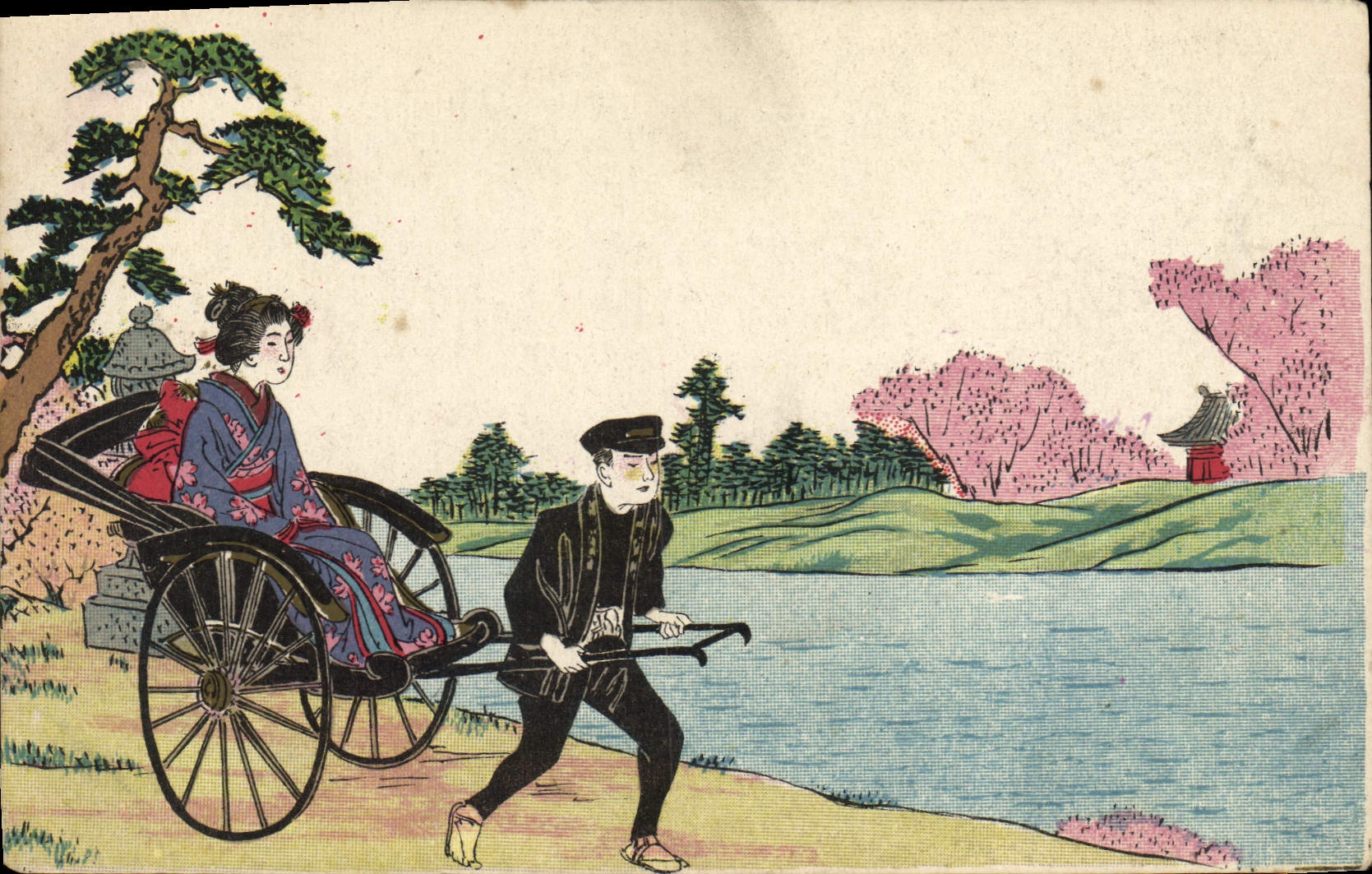 Ryōshū through a Japanese landscape — unknown publisher, series number not visible