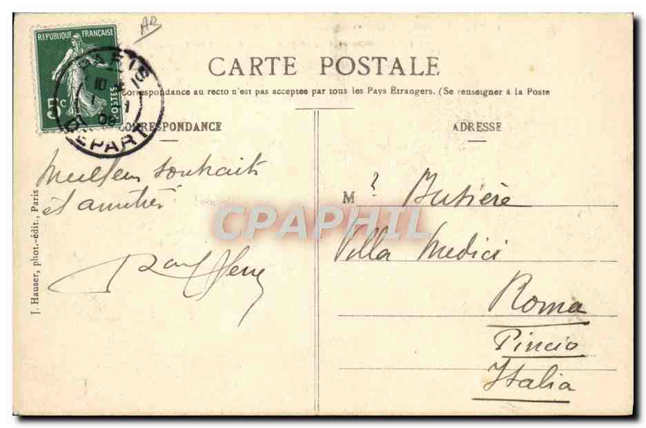 CPA Aviation Zeppelin Dirigeable Clement Bayard se dirigeant vers Montmartre Vue prise au moment Arc de Triomphe  — Verso