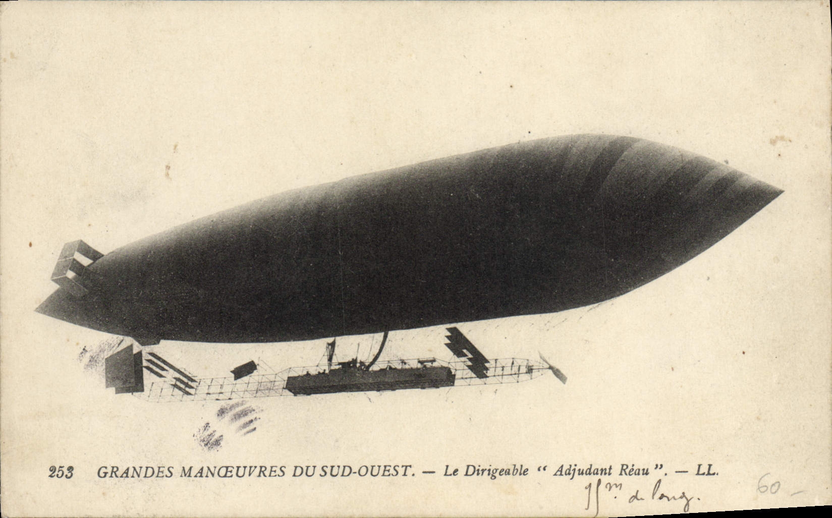 CPA Aviation Zeppelin Dirigeable Grandes Manoeuvres du Sud Ouest Dirigeable Adjudant Reau 